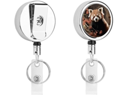 Porta Crachá Panda, Retrátil, Portátil, Em Nylon E Com Cordão De Aço Inoxidável, Chaveiro De 67cm Crachá