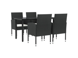 Maison Exclusive - 5 Pcs Conjunto De Jantar Para Jardim Vime Pe E Aço Preto