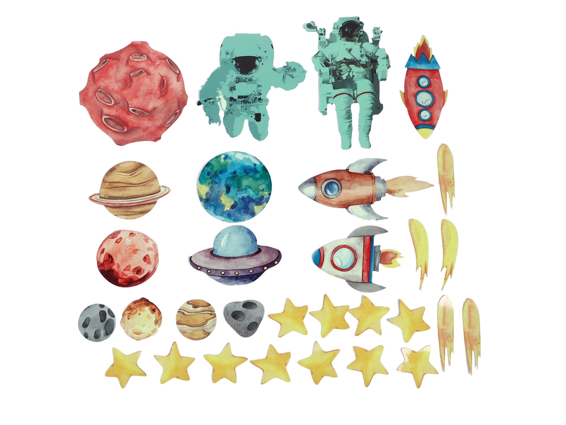 Laxiscreed Adesivos De Parede Temáticos Para Crianças, Conjunto De 31 Peças Brilhantes Para Decorar Espaços Infantis