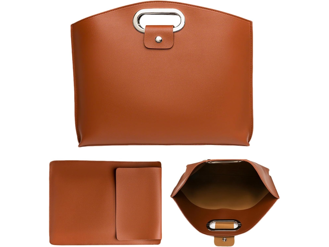 Bolsa Para Laptop Elegante E Impermeável Em Couro Pu.