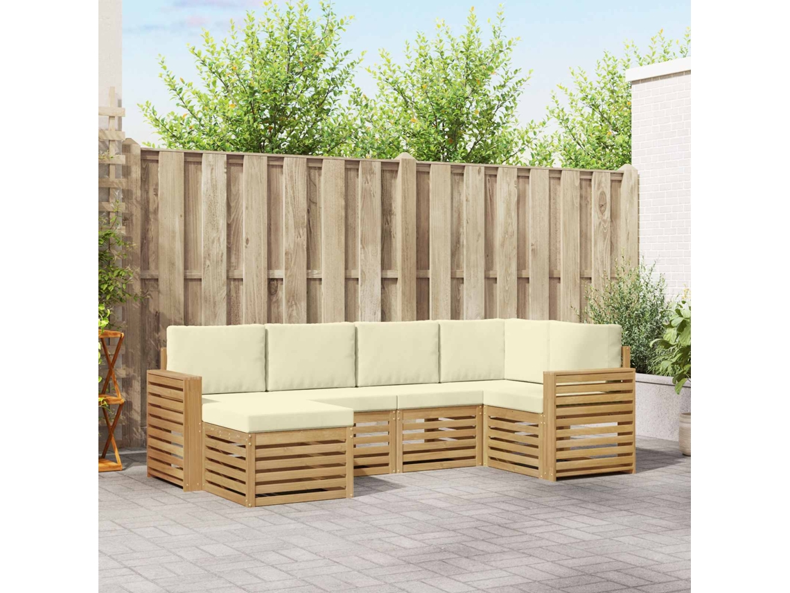 Vidaxl Conjunto De Sofás Para Exterior 6 Unid. Branco E Creme