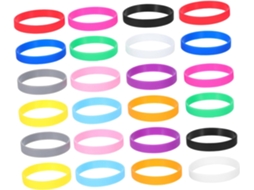 Conjunto De 24 Pulseiras Silicone Macias E Reutilizáveis Em Várias Cores Para Adultos Borracha Confortáveis Festas