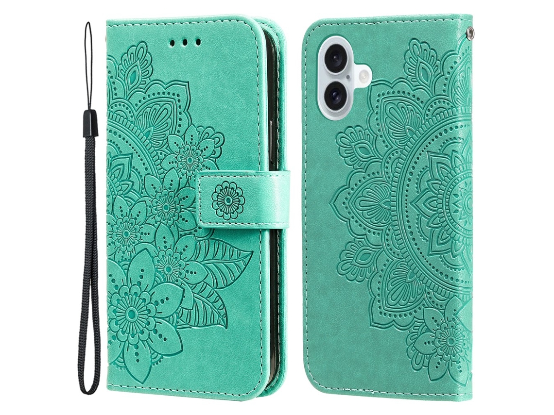 Capa Em Couro Pu, Anti-riscos Com Suporte Para Apple Iphone 16 Plus - Verde