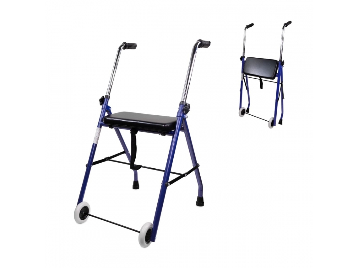 Andarilho Dobrável MOBICLINIC Com assento e 2 Rodas Azul Emérita