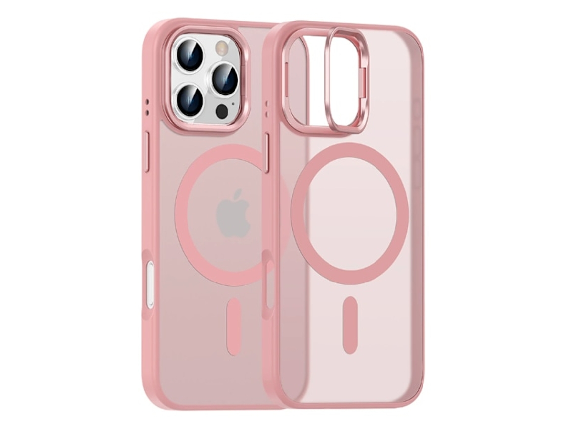 Capa Magnética Com Suporte Para Lentes Para Iphone 16, 15, 14 Plus, 13 Pro Max, Carregador Sem Fio Magsafe, Proteção À Prova De Choque, Rosa Aquaforge