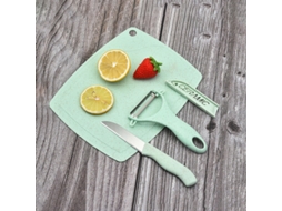 Conjunto de Três Peças para Cortar Frutas e Legumes em Aço Inoxidável , Incluindo Tábua de Corte para Alfafa. MDUG (azul Celeste)