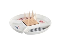 Conjunto para Aperitivos Dkd Home Decor Vermelho Azul Branco Grés Mediterrâneo Casas 23,5 X 23,5 X 7 Cm