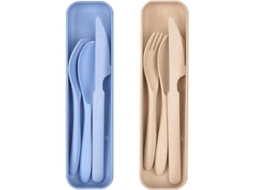 Set De Cubiertos Reutilizables Con Estuche, 2 Sets De Cubiertos Plásticos Portátiles Para Camping Y Viajes