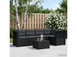 Vidaxl Sofá De Jardim De 5 Pessoas Com Almofadas Visual De Rattan Pp