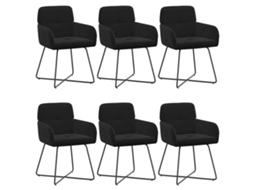 Conjunto 6 Cadeiras De Jantar Vidaxl Preto Veludo (59 X 56,5 X 86 Cm)