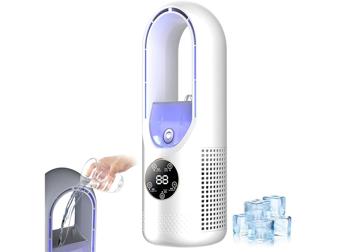 Ventilador Torre Sem Hélices 3em1 6 Vel Timer 100ml Branco