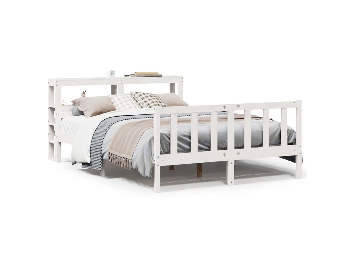 Bed Frame, Bed Frames Vidaxl Branco Madeira De Pinho (150 X 200 Cm)