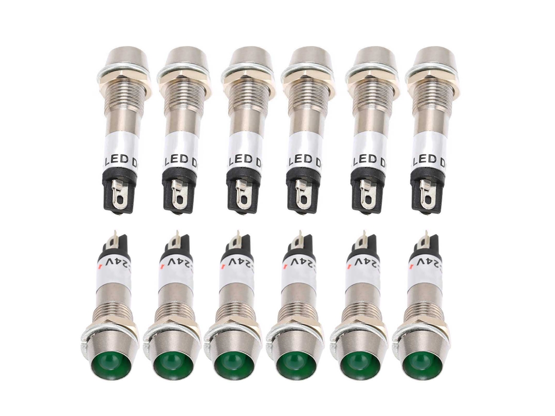 Luz Indicadora 24v 8mm Aço Inox Verde