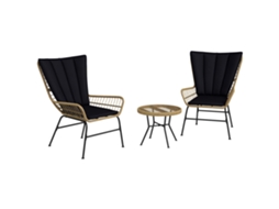 Conjunto Bistrô, Conjunto de Móveis para Varanda, Estilo Boho, Resistente Às Intempéries, 76 X 66 X 96 Cm, Preto ZENCORE SERVICES