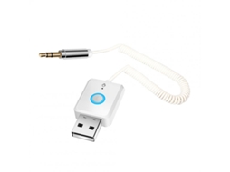 Receptor de Áudio Bluetooth 5.0 para Carro Transmissor Conversor de Áudio de 3,5 Mm Adaptador Auxiliar Branco