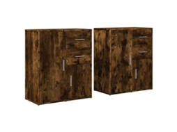 Conjunto de 2 aparadores Madeira Carvalho Smoked Derivatives MAISON EXCLUSIVE (60x31x70 cm)