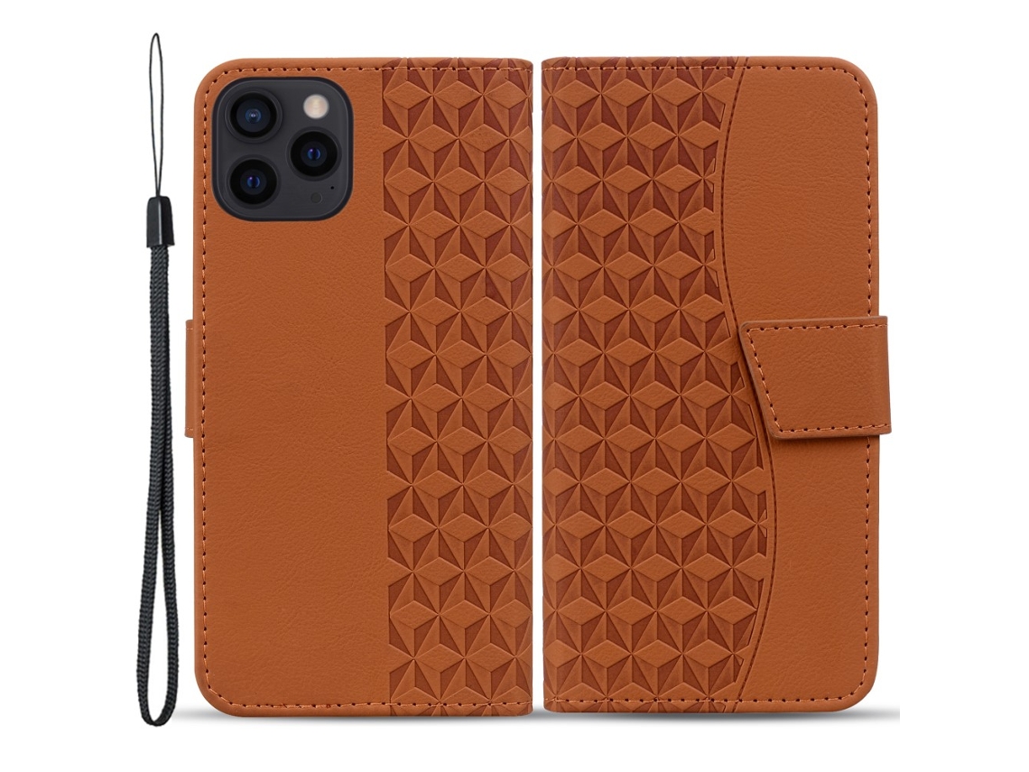 Capa Para Iphone 15 Pro Pele Sintética Castanho