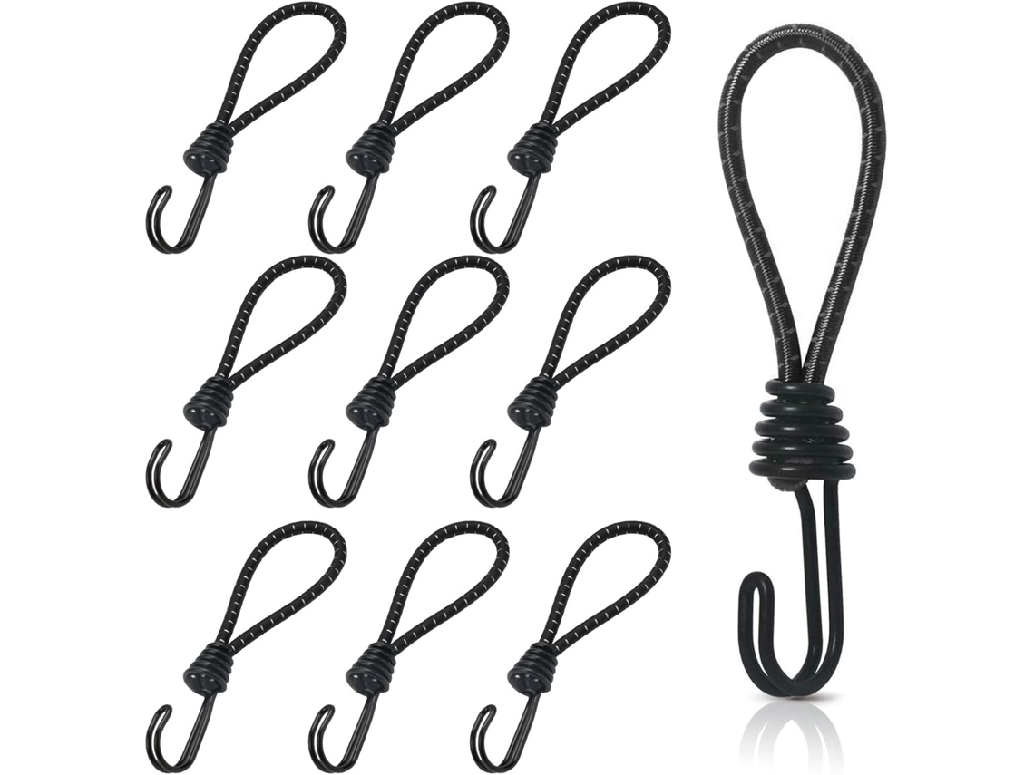 Conjunto De 10 Elásticos Com Ganchos Espirais, Cordas Elásticas Curtas De 16 Cm Com Ganchos Duplos