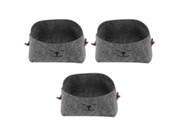 3pcs/set Cesta de Armazenamento de Feltro Plegável para Mesa Chave Moeda Controle Remoto Cinza