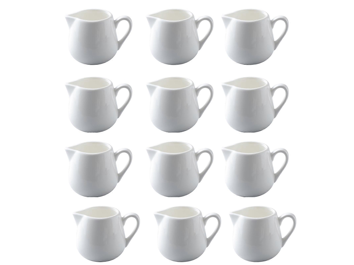 Conjunto De 12 Pequenas Jarras De Porcelana Branca Para Leite, Leite E Cremeiras, Com Capacidade Para 50ml Cada.