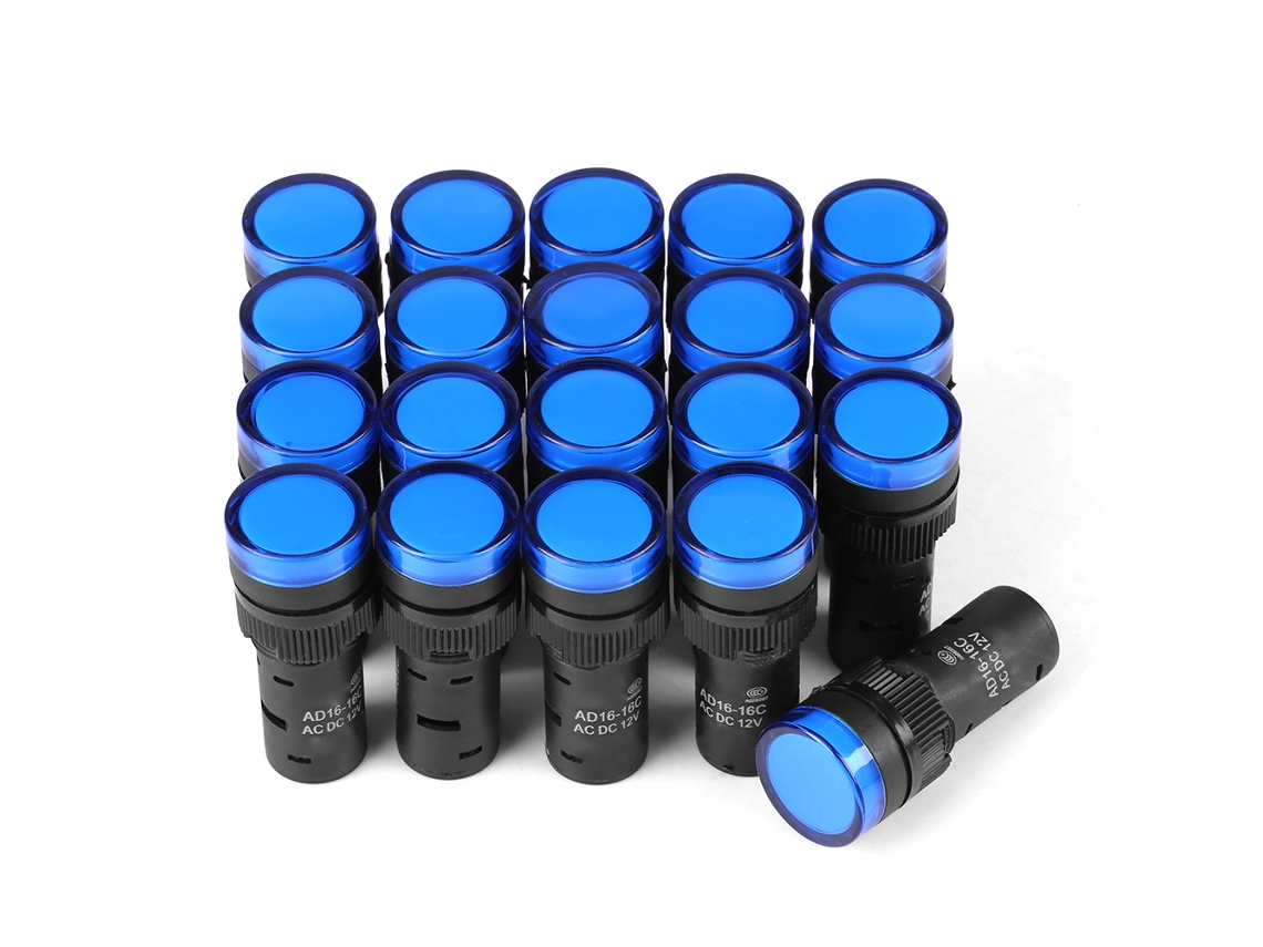 20pcs Luz Indicadora Led 12v Sinal De Alerta Emergência Luz Azul