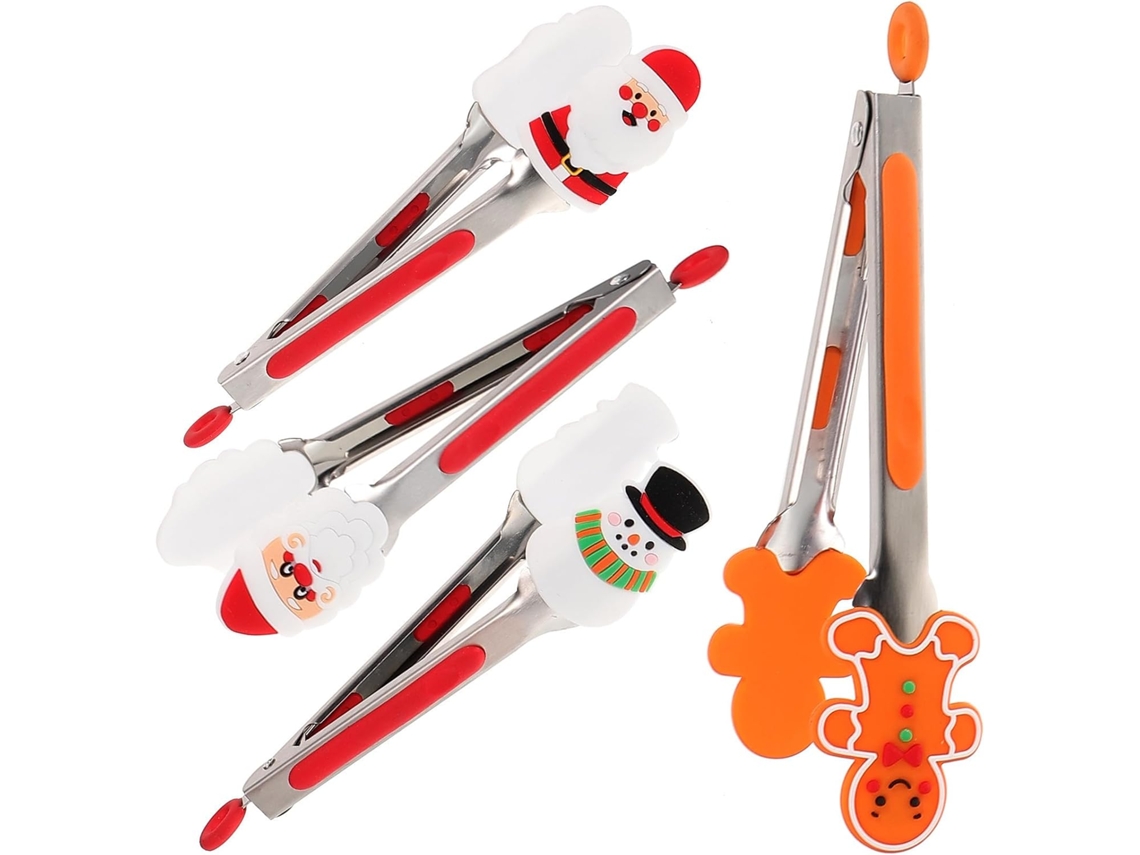 Pinças Multifuncionais Para Churrasco Housoutil Em Aço Inoxidável E Silicone, Conjunto De 4 Peças, Resistentes Ao Calor
