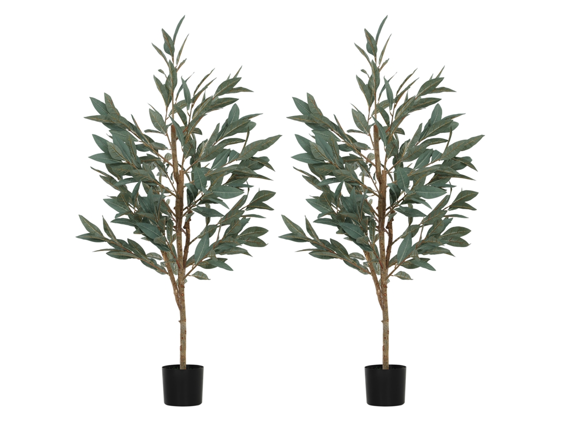 Conjunto De 2 Plantas Artificiai Seda Cor Verde Ø15x150 Cm Homcom