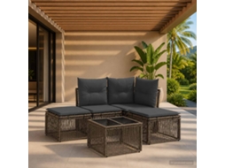 Vidaxl Conjunto De Sofá De Jardim 5 Unid. Cinzento Vime Pe