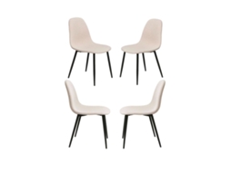 Pack 4 Cadeiras Teok Black Tecido Beige Presentes Miguel