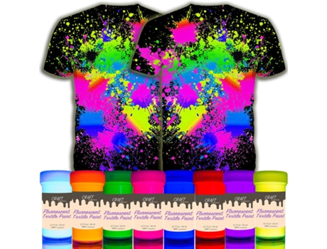 Tinta Têxtil E Para Tecidos Uv Neon Nights Conjunto De 8 Tintas Neon Para Luz Negra Cores Fluorescentes Para Roupas Tintas Brilhantes E Vibrantes