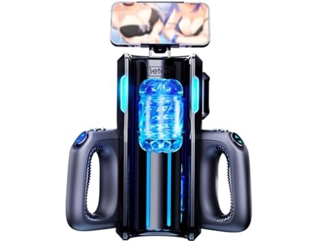 Masturbador Masculino Automático Com Empurrão Telescópico De 12 Cm, Acariciador Peniano Mãos Livres E Suporte Para Telemóvel Para Homem