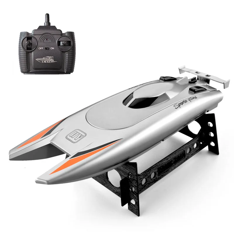 Barco de Controle Remoto , Brinquedo Infantil, com Dois Motores, À Prova D'água, Barco Elétrico Controlado por Rádio. MDUG (prateado)