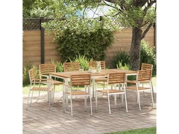 Vidaxl Cadeira De Jardim 8 Unid. Madeira Teak Sólida E Aço Inoxidável