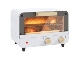 Forno Elétrico Compacto 12l Com Timer E Temperatura Ajustável Em Aço Inoxidável Branco E Ouro
