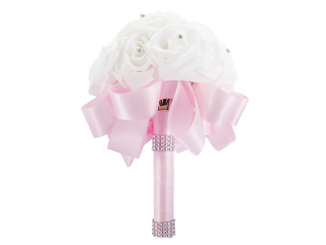 Buquê de Noiva Artificial Rosa para Decoração de Casamento S/MARCA