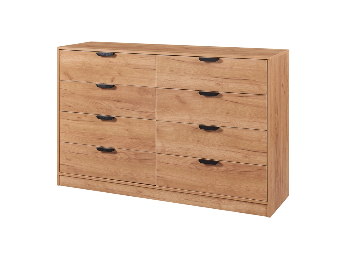 Aparador Varkaus com 8 Gavetas Mdf 90X140X40 Cm Carvalho [EN.CASA].