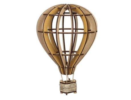 Modelo 3D em Madeira Mdf Balão de Ar Quente com Motivos Amarelos 24 X 17 Cm KELPI