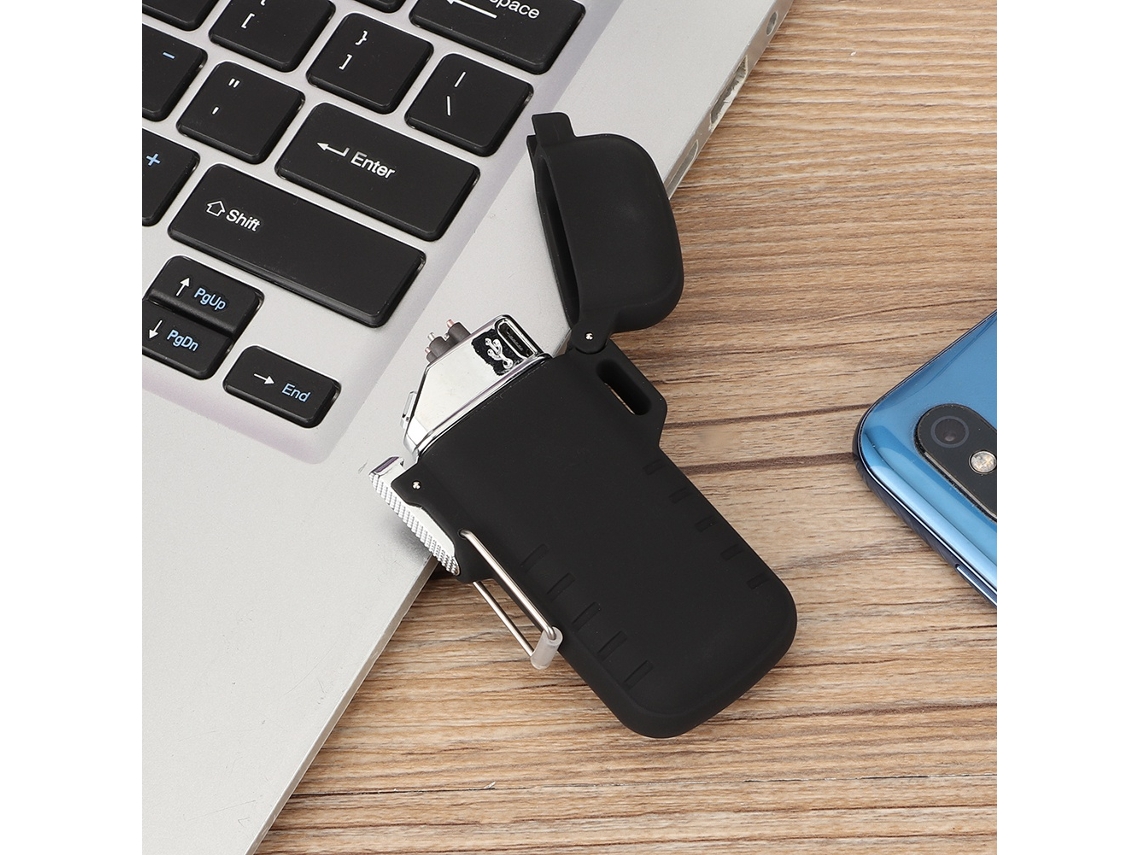 Isqueiro Eletrônico Usb À Prova D'água Double Arco Homens Preto Presente
