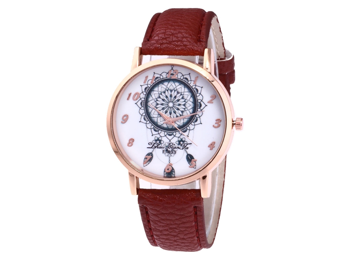 Relógio de Quartzo com Pulseira de Couro Estilo Simples Moderno para Jovens Amantes (café)