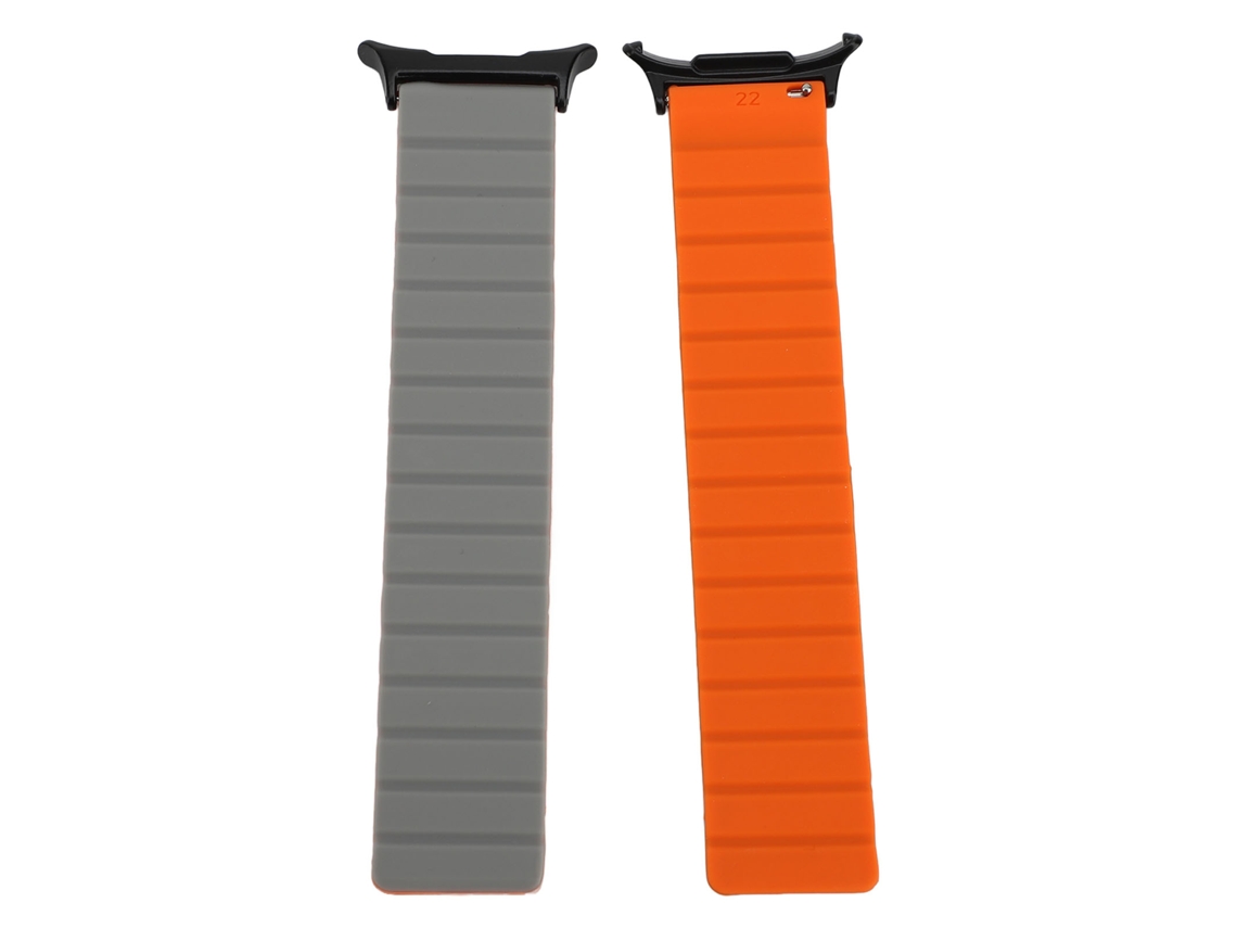 Pulseira de Silicone Magnética Resistente À Água para Watch 7 Ultra 47mm Cinza Laranja