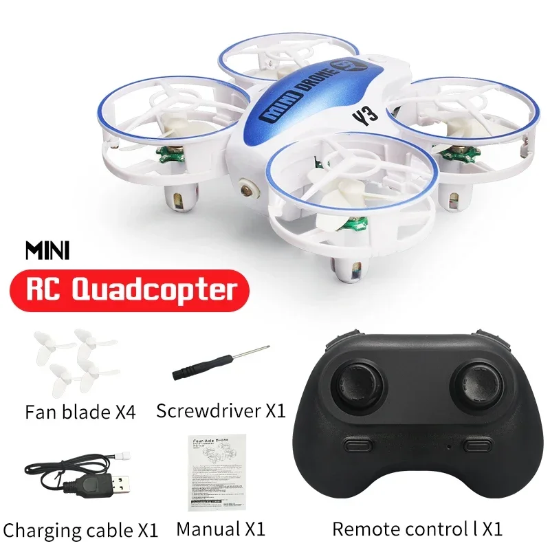 (azul) Mini Drone Ufo Brinquedo Quadricóptero com Controle Remoto e Luz LED