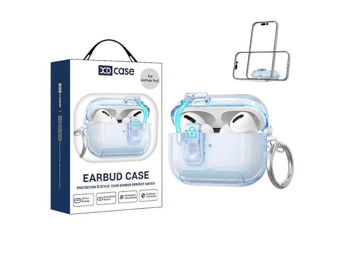 Capa protetora transparente de TPU Xdcase para AirPods Pro 3 com abertura automática e suporte. GIECY