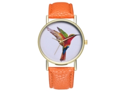 Reloj Deportivo Casual Unisex De Cuarzo Analógico Con Correa De Cuero Naranja
