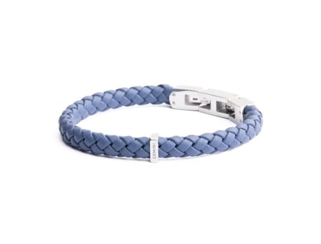 Bracelete Gémini Gemini Una Azul Claro Couro Nappa Italiano Aço Inoxidável 21 Cm