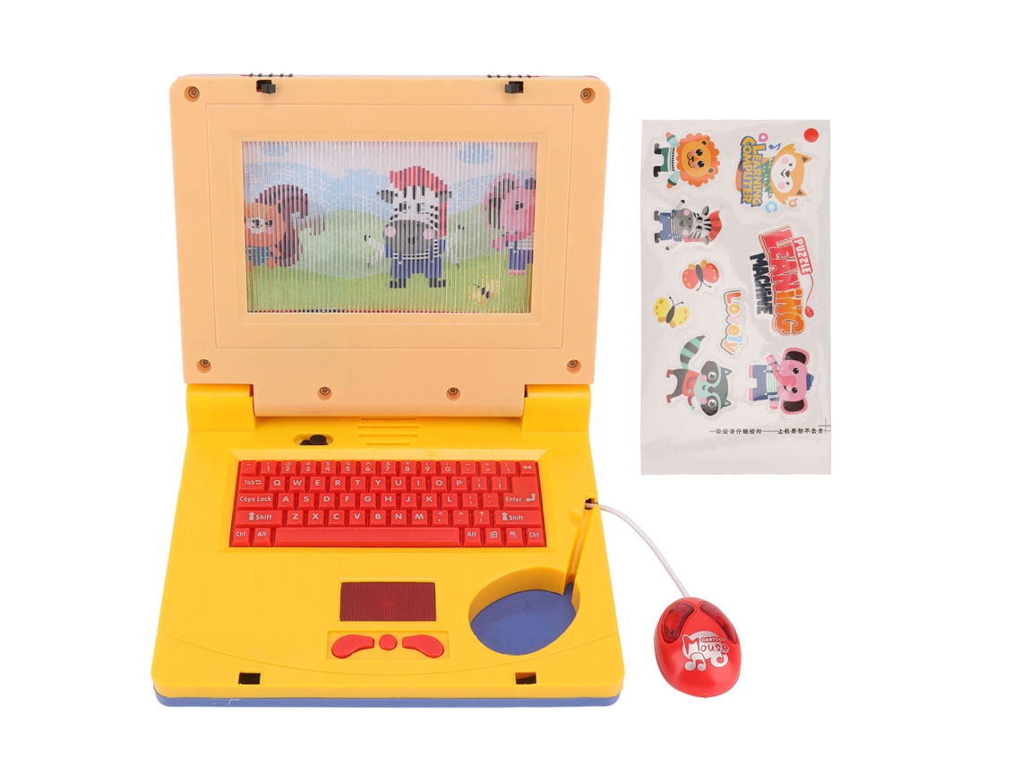 Primerox laptop Educacional para Crianças com Mouse, Música Led e Desenvolvimento Cognitivo Amarelo