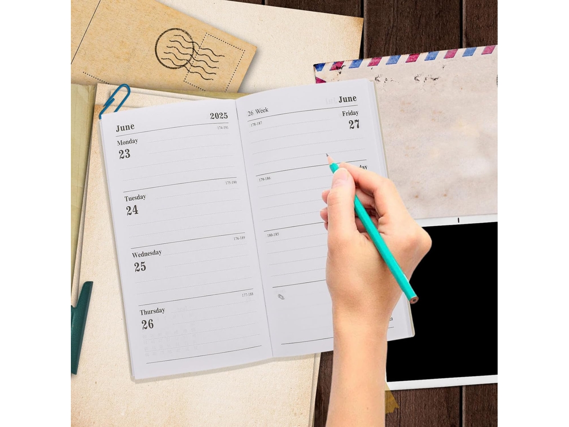 Agenda Diária Portátil Em Couro Pu, Agenda Semanal Leve Para Casa, Escritório E Viagens Caderno Prático E Elegante. Gokoco