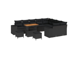 Conjunto 12 Conjunto De Sofá De Jardim Vidaxl Preto Madeira De Acácia Maciça (310 X 234 X 85 Cm)