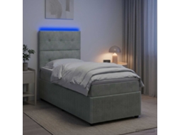 Vidaxl Cama Box Com Led E Colchão Cinzento-claro 80 X 200 Cm Veludo