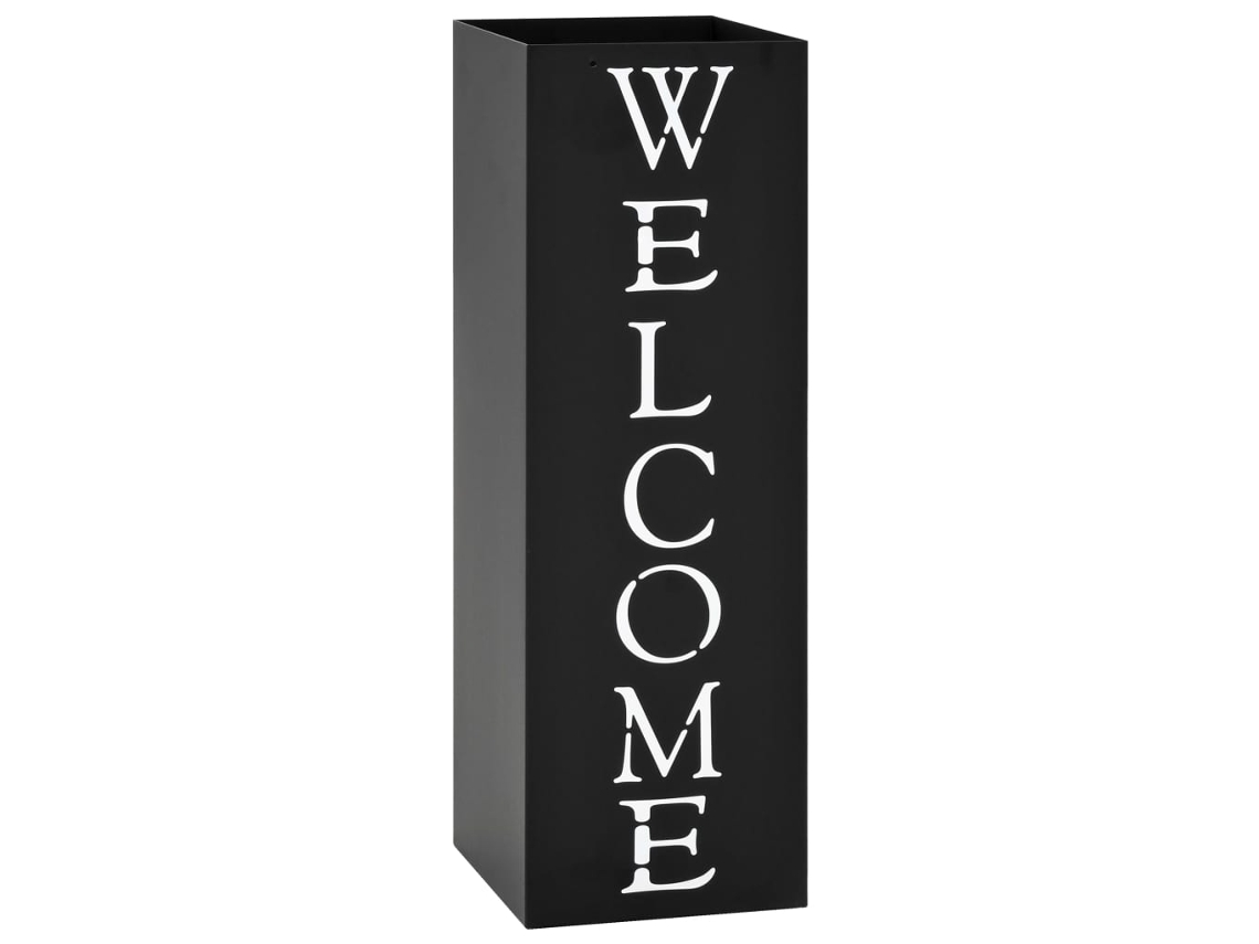 Vidaxl Suporte Para Guarda-chuvas Welcome Aço Preto