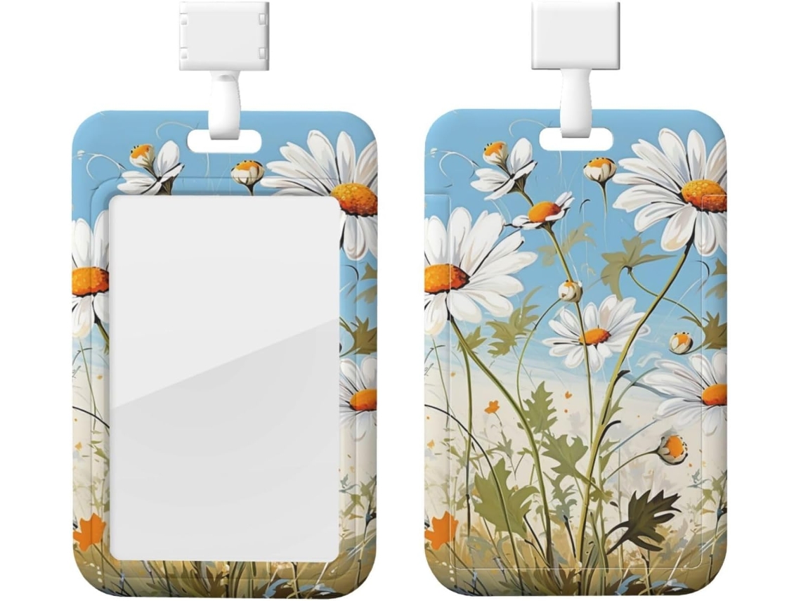 Porta Crachá, Design De Margarida, Design Floral, Vertical, Com Cordão, À Prova D Água, Plástico, Cartões,